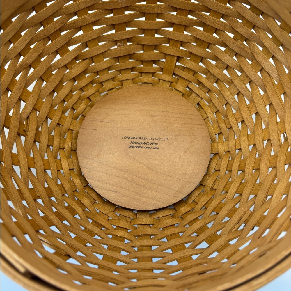 Longaberger Tan and White Woven Basket - Picture 3 of 15